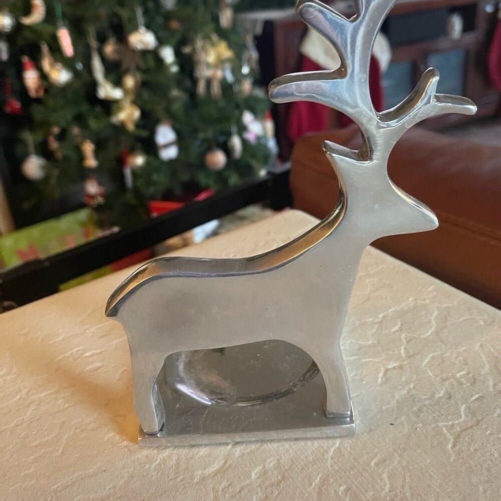 Deer candle holder silver Aluminum for christmas holidays decor